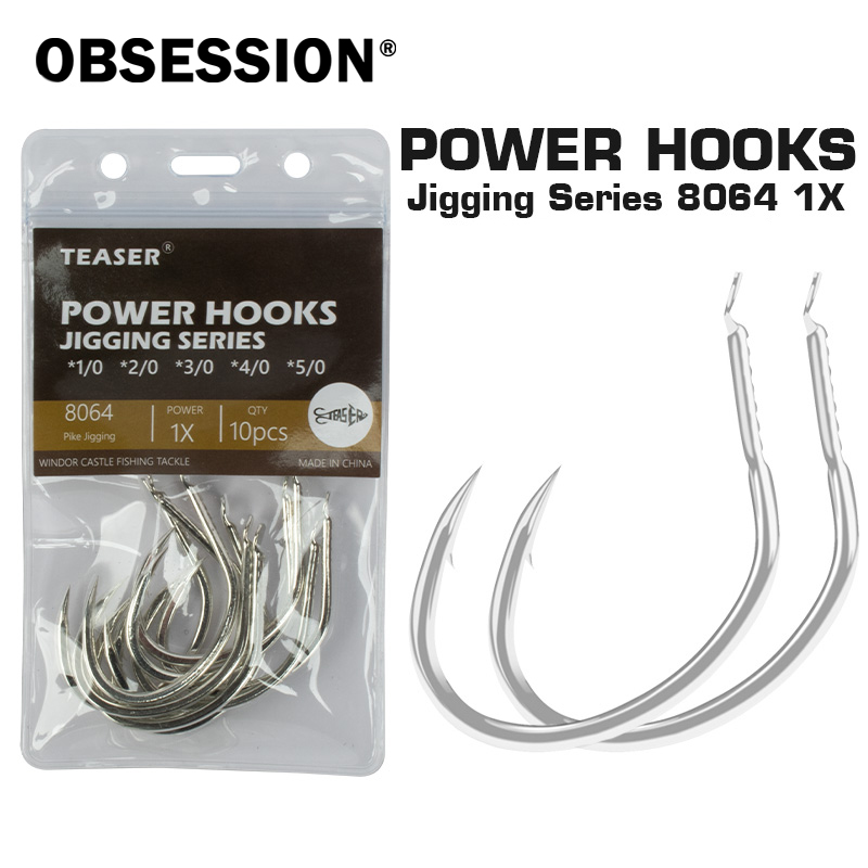 Fishing Hook Offset - الهوس 10 قطعة/الحقيبة 8064 1X عالية