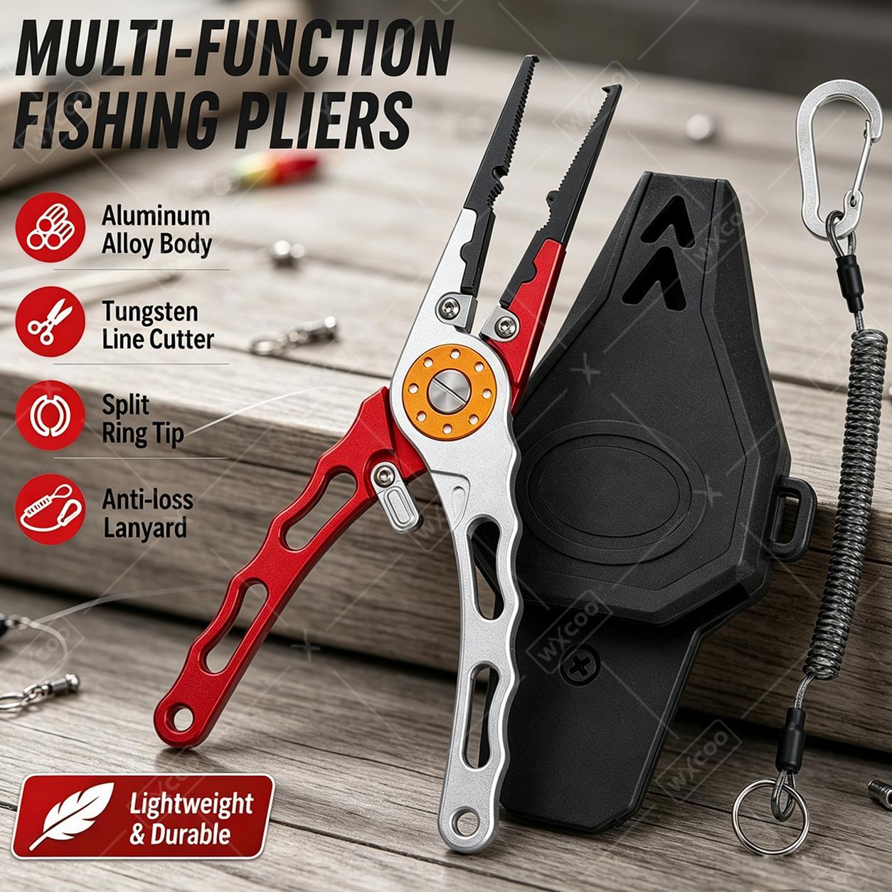 Fishing Hook Sharpener - كماشة WXCOO لفتح الحلقات المقسمة وإزالة
