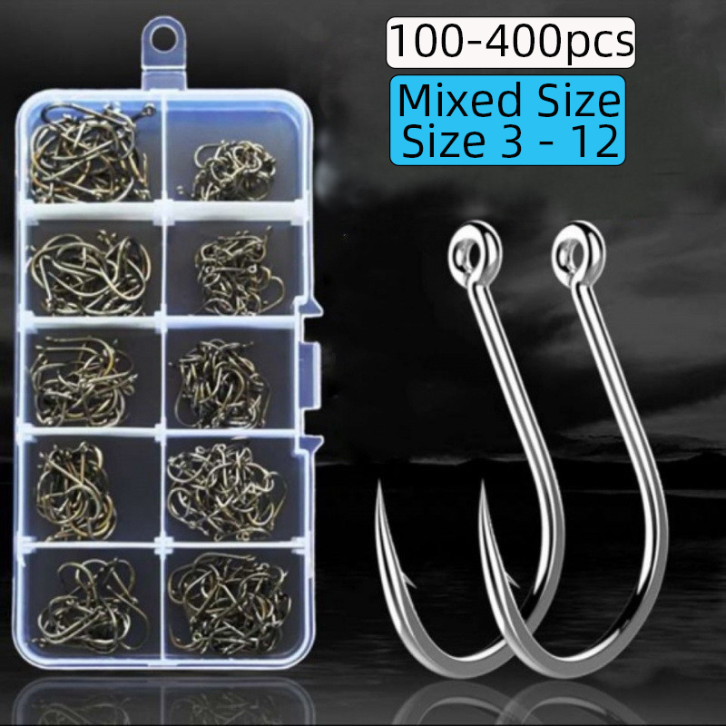 100-400 قطعة/صندوق 3 # -12 #   - مراجعة Fishing Hook Circle وسعره