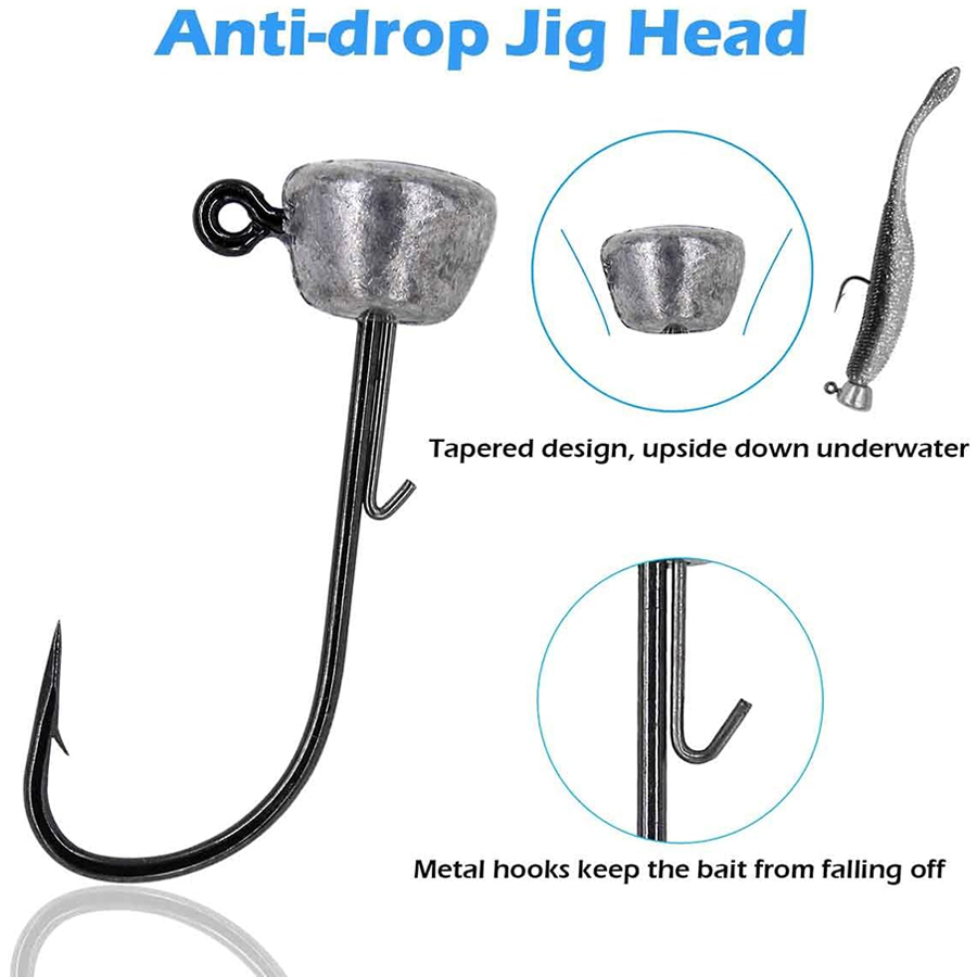 منصات صيد رأس الفطر رؤوس رقصة  - مراجعة Fishing Hook Weedless وسعره