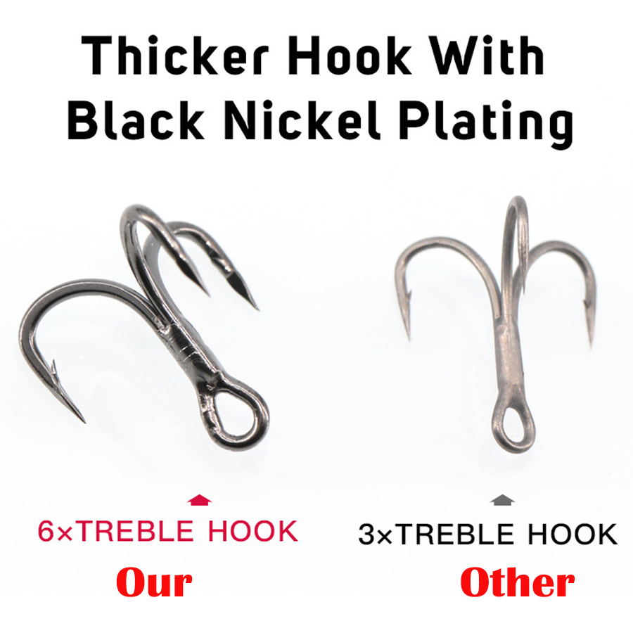 6X خطاف صيد ثلاثي 10 قطع خطاف  - مراجعة Fishing Hook Offset وسعره